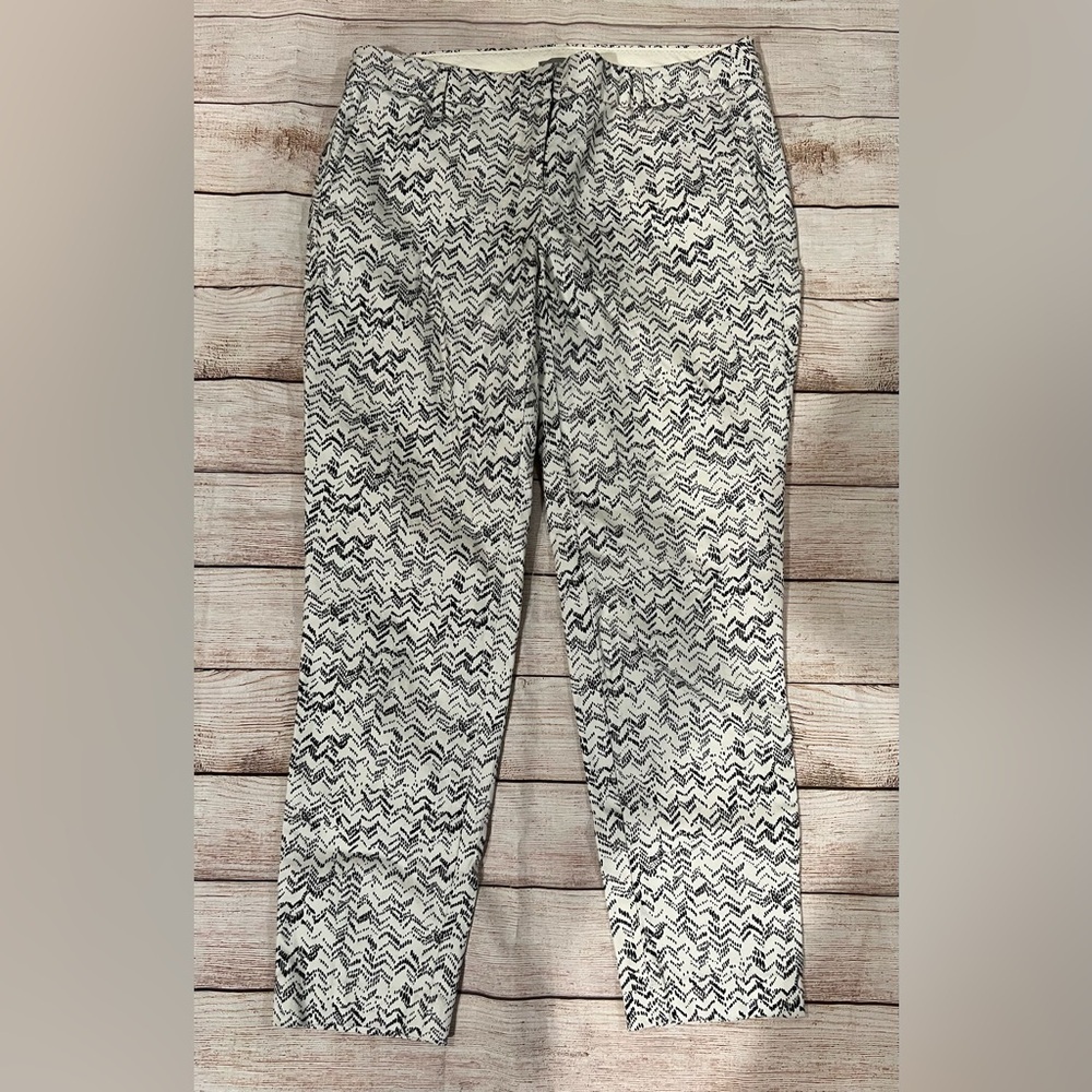 Kenar Pants Womens 4 White Geometric Print Career Slacks Casual Ladies